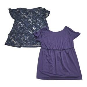 Daisy Fuentes Short Sleeve Scoop Neck Top Size PM Lot of 2 petite medium BOHO